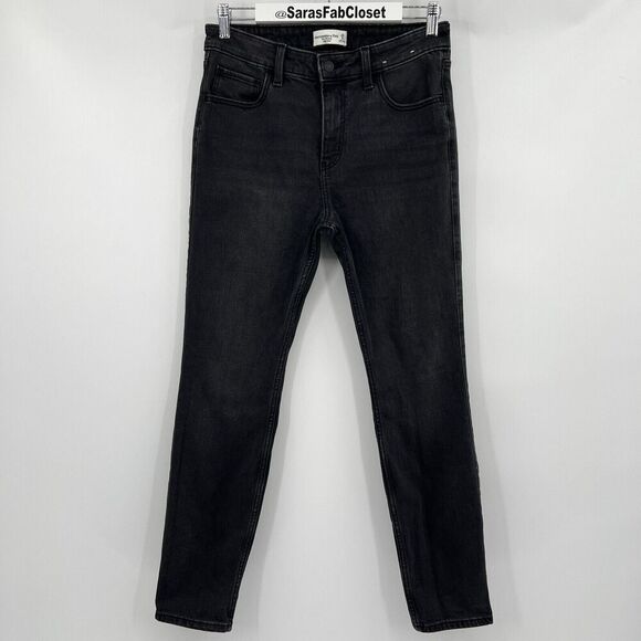 Abercrombie & Fitch Black The Skinny High Rise Denim Jeans‎ Women’s Size 28/6R - Picture 3 of 10